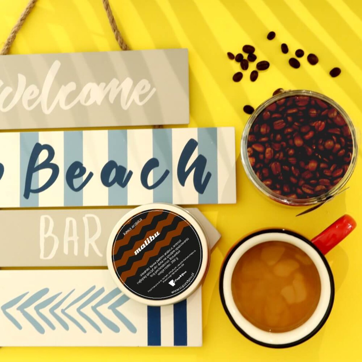 Kawa aromatyzowana o smaku MALIBU ziarnista ARABICA Cup&You PREMIUM 200g na prezent upominek dla kobiety mężczyzny faceta mamy taty żony męża