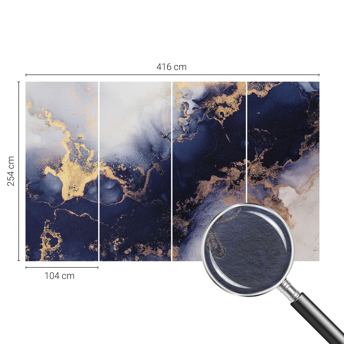 Fototapeta flizelinowa 416x254 cm - Granatowe fale, tapeta ścienna granatowa