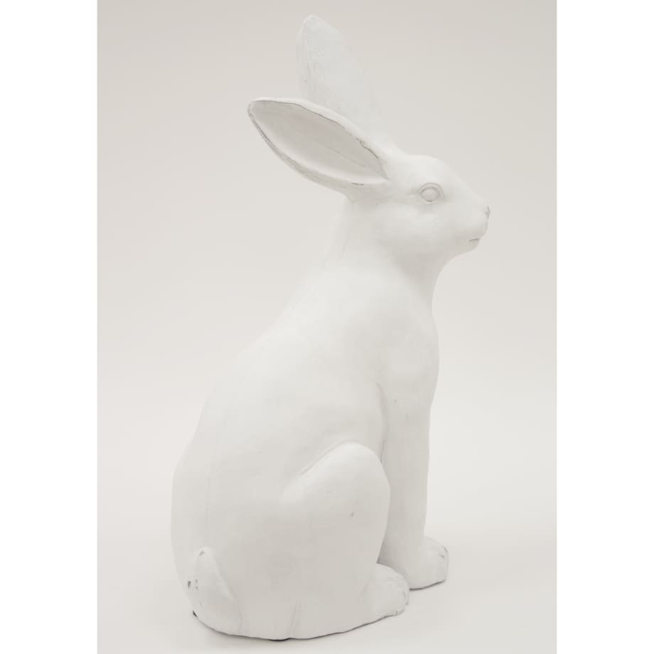 Dekoracja - siedzący biały królik 48,5x26,5x19,5 cm ALBUS-2 duży