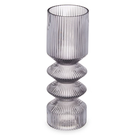 Szklany wazon tuba ryflowane szkło, 8 x 23 cm