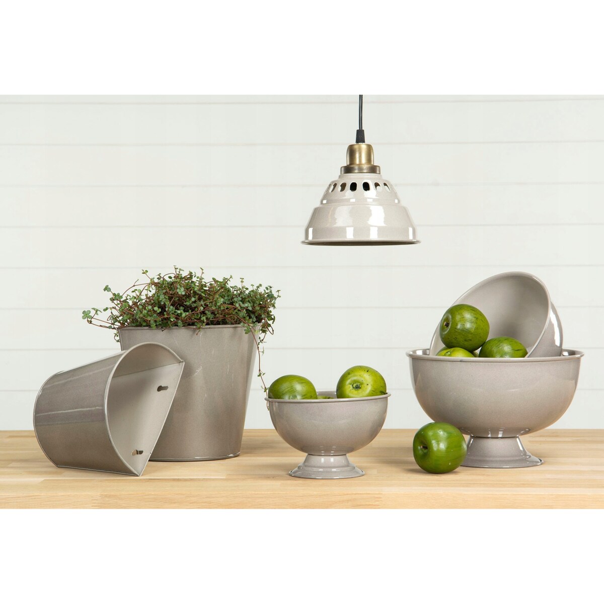 LAMPA wisząca LIAM metalowa szara złota śr. 18cm