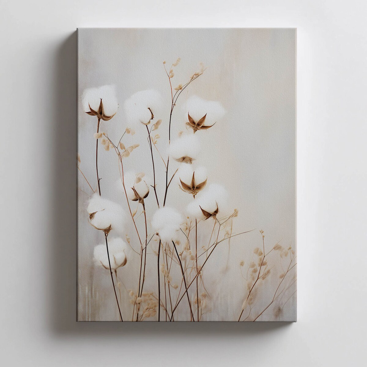 Kwiaty bawełny, 50x70 cm, bez ramy, płótno premium na blejtramie