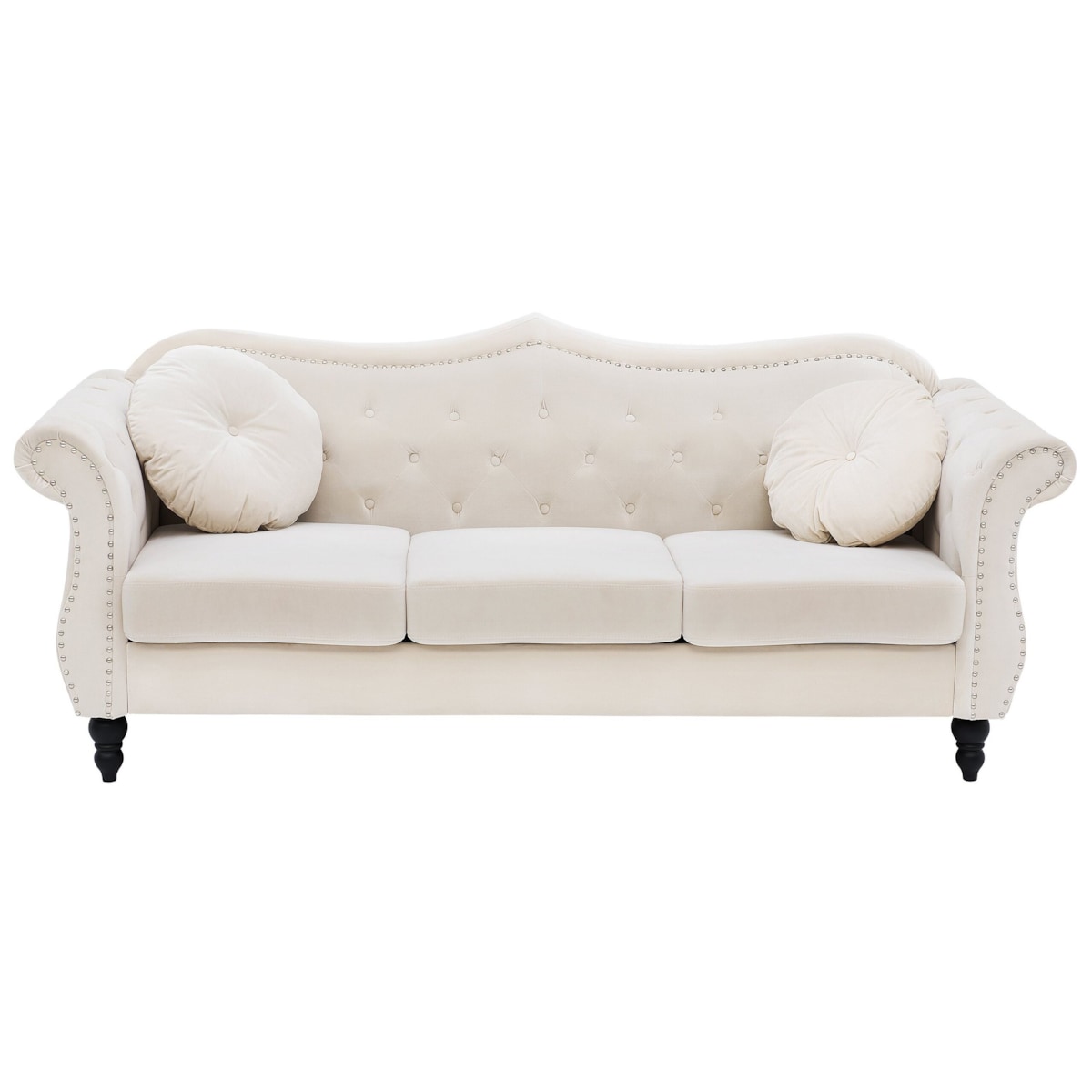 Sofa 3-osobowa welurowa beżowa SKIEN