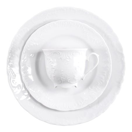 Zestaw filiżanek ze spodkami dla 6 osób 12 el. Rococo Maria białe 0001