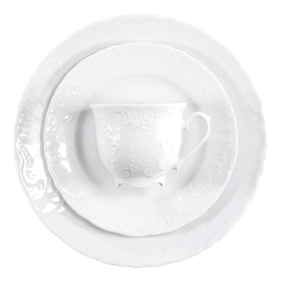 Zestaw filiżanek ze spodkami dla 6 osób 12 el. Rococo Maria białe 0001