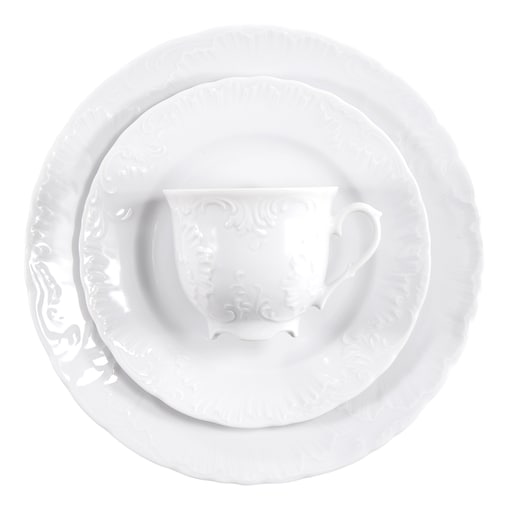 Zestaw filiżanek ze spodkami dla 6 osób 12 el. Rococo Maria białe 0001