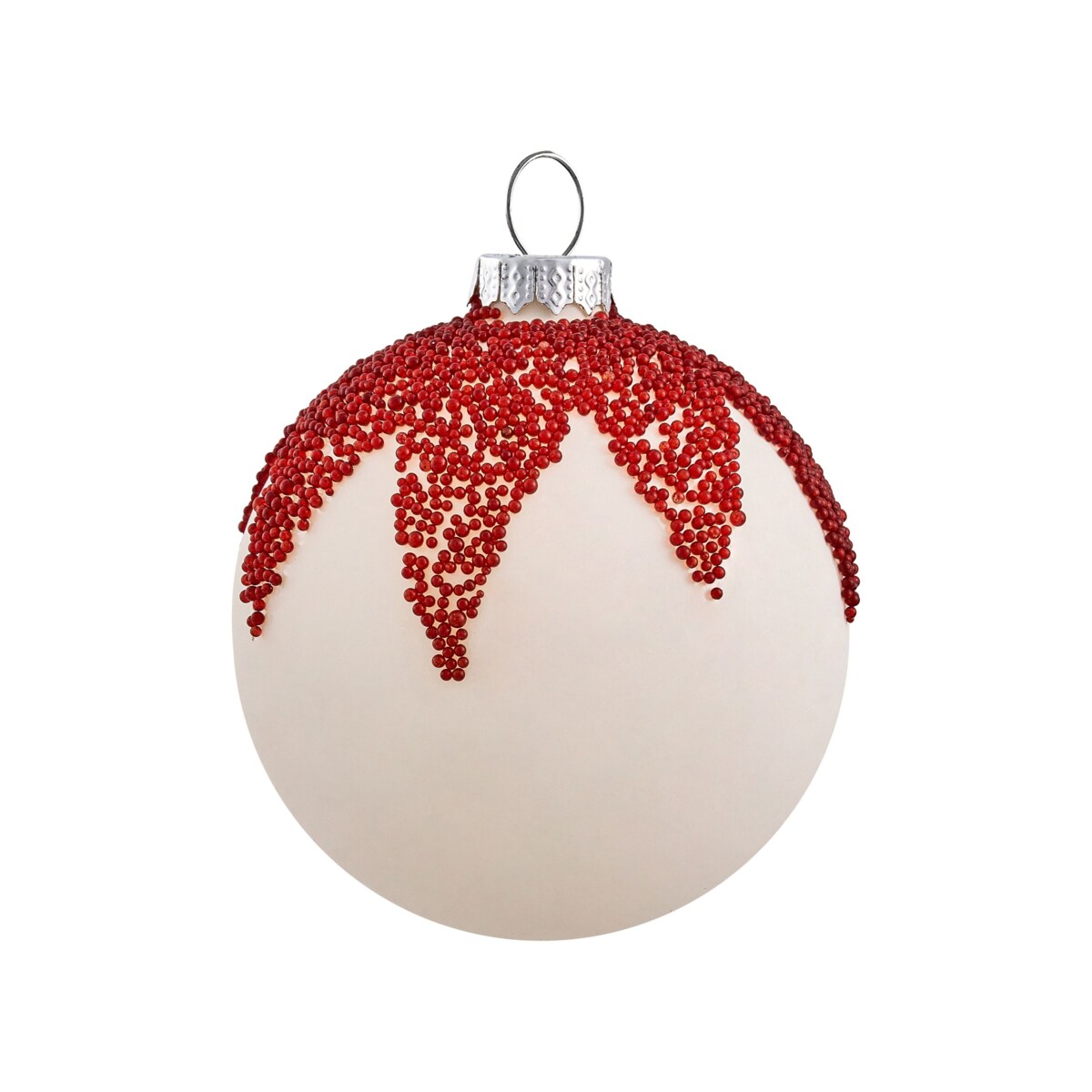 Zestaw 50 bombek SNOWFLAKE Szkło Czerwony/ biały