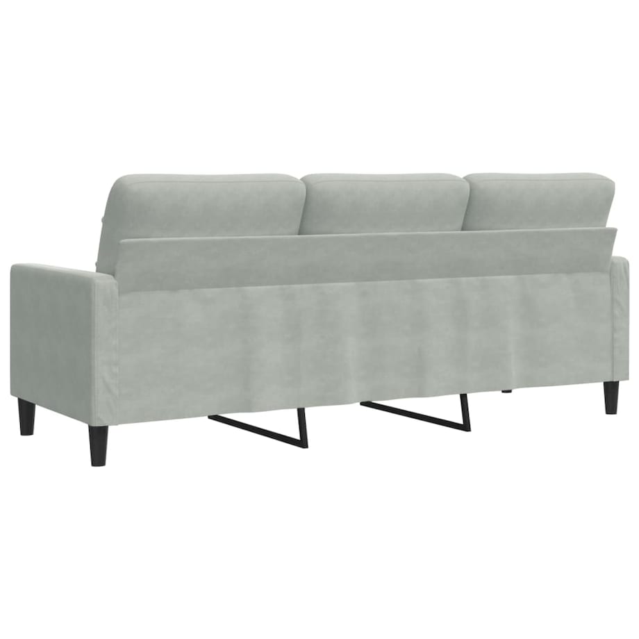 vidaXL Sofa 3-osobowa, jasnoszara, 180 cm, tapicerowana aksamitem