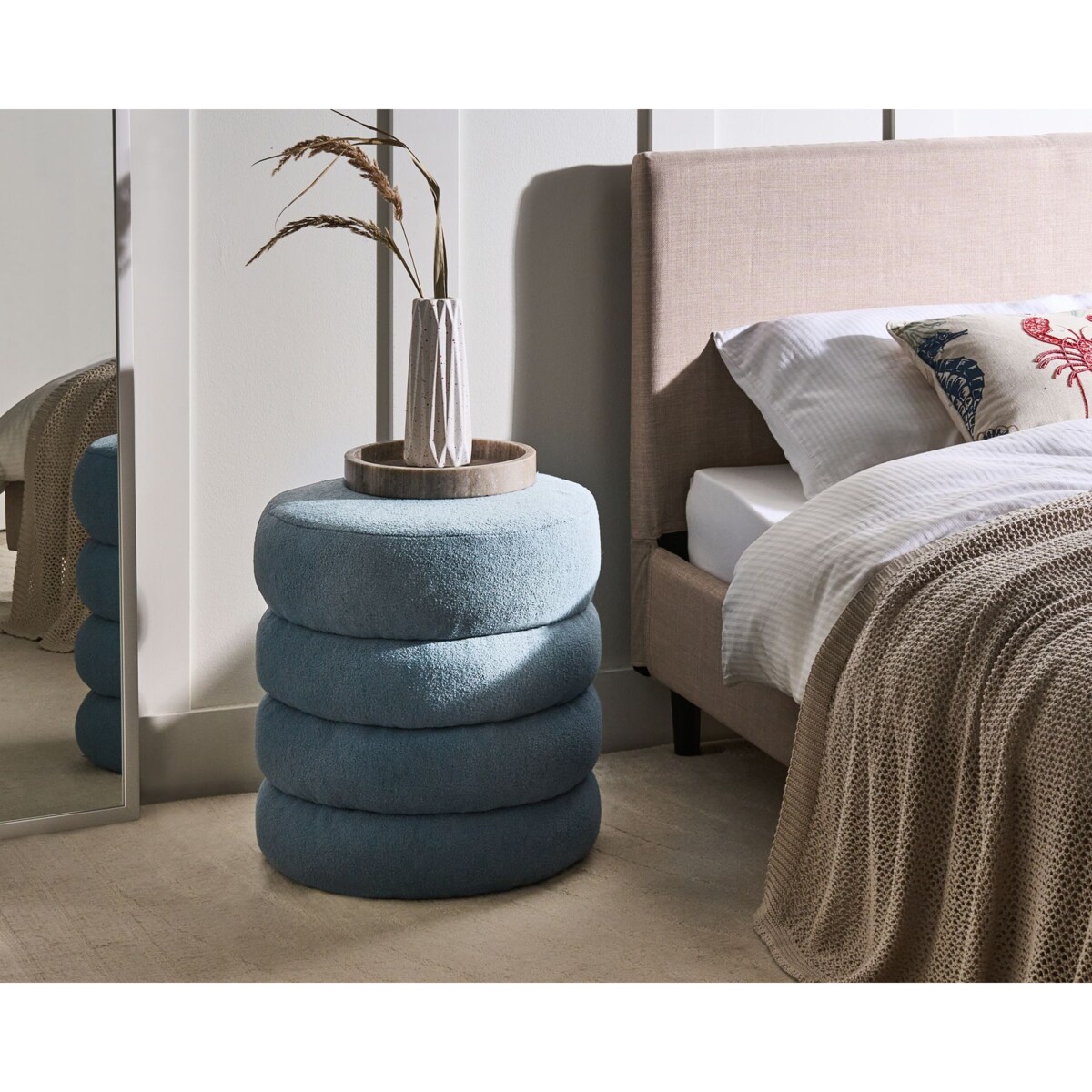 Puf SUMPTER Boucle Niebieski 43 cm