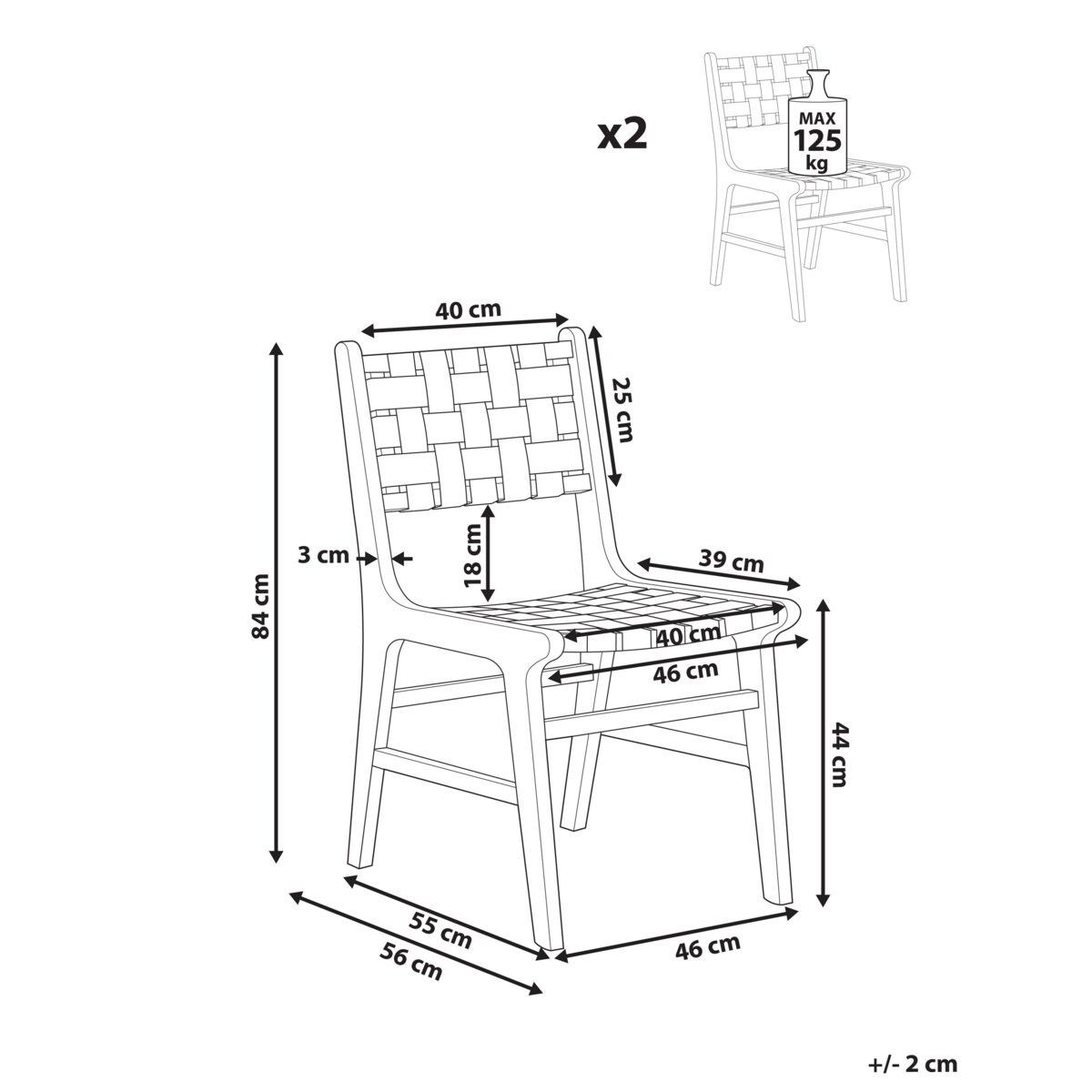 Zestaw 2 krzeseł do jadalni HUMBLE Drewno Jasnobrązowy