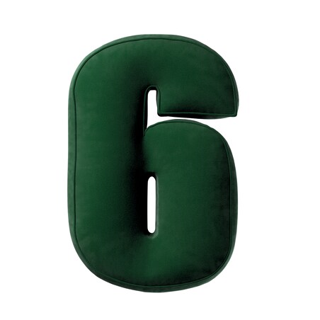 Poduszka Cyferka 6, butelkowa zieleń, 25 x 40 cm, Posh Velvet