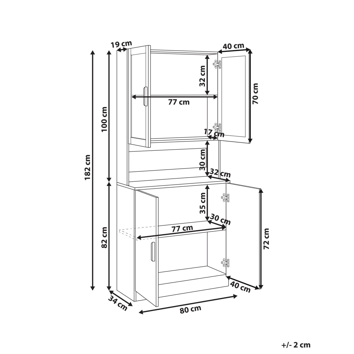 Witryna ze szklaną gablotą CYGNET 80 cm Biały