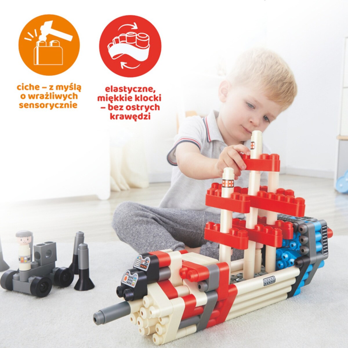 Miękkie Klocki Konstrukcyjne Rakieta 138 el. 2+ PolyM