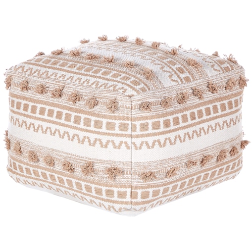 Puf bawełniany 50 x 50 x 35 cm beżowy KARAW