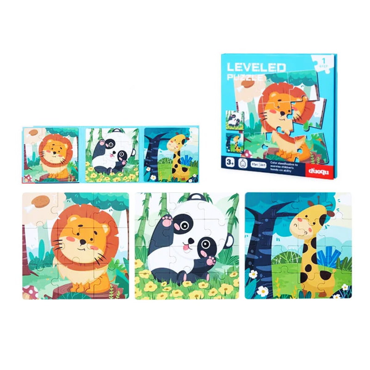 Puzzle magnetyczne - Poziom 1 - Lew, Panda, Żyrafa