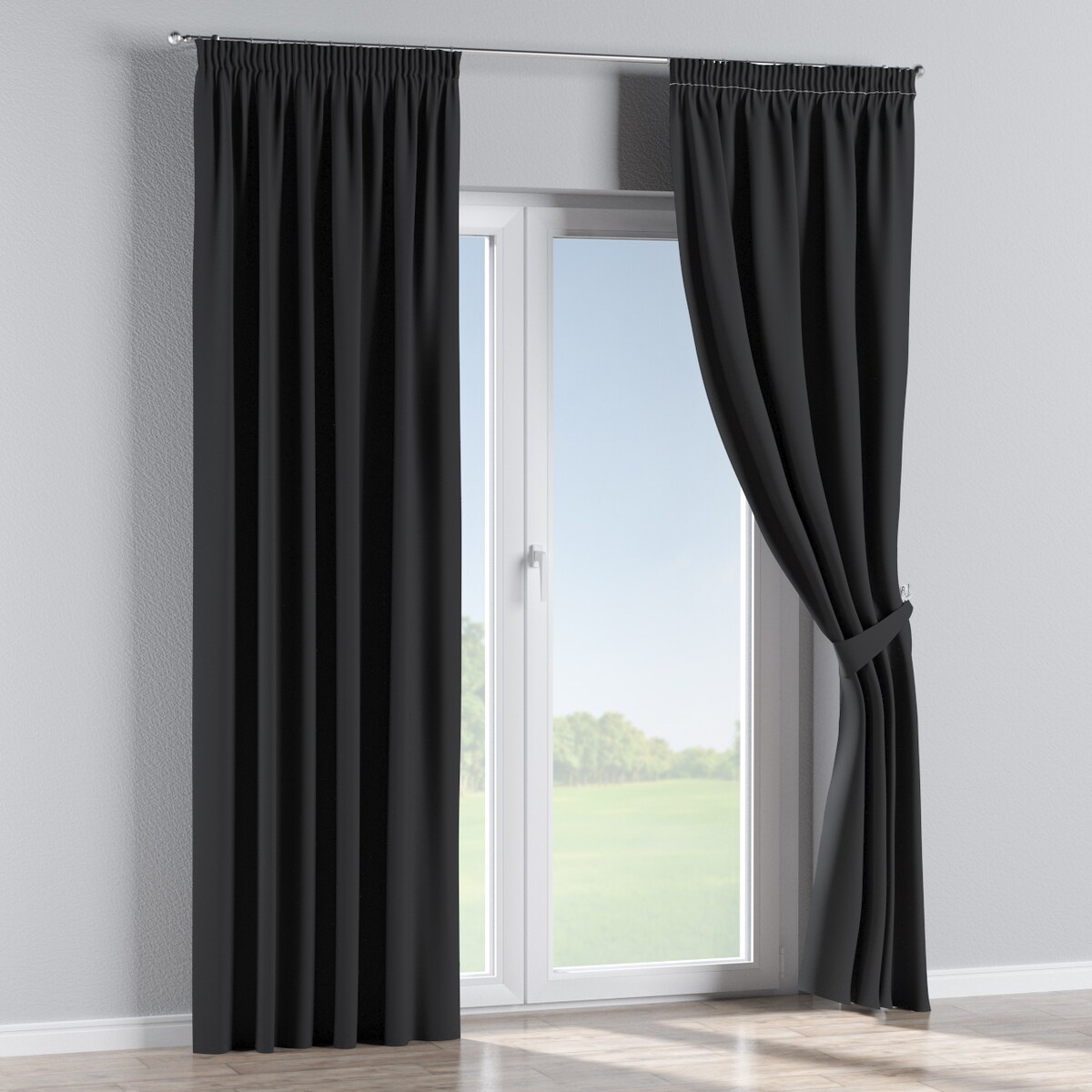 Zasłona na taśmie marszczącej 1 szt. 130x260 czarny