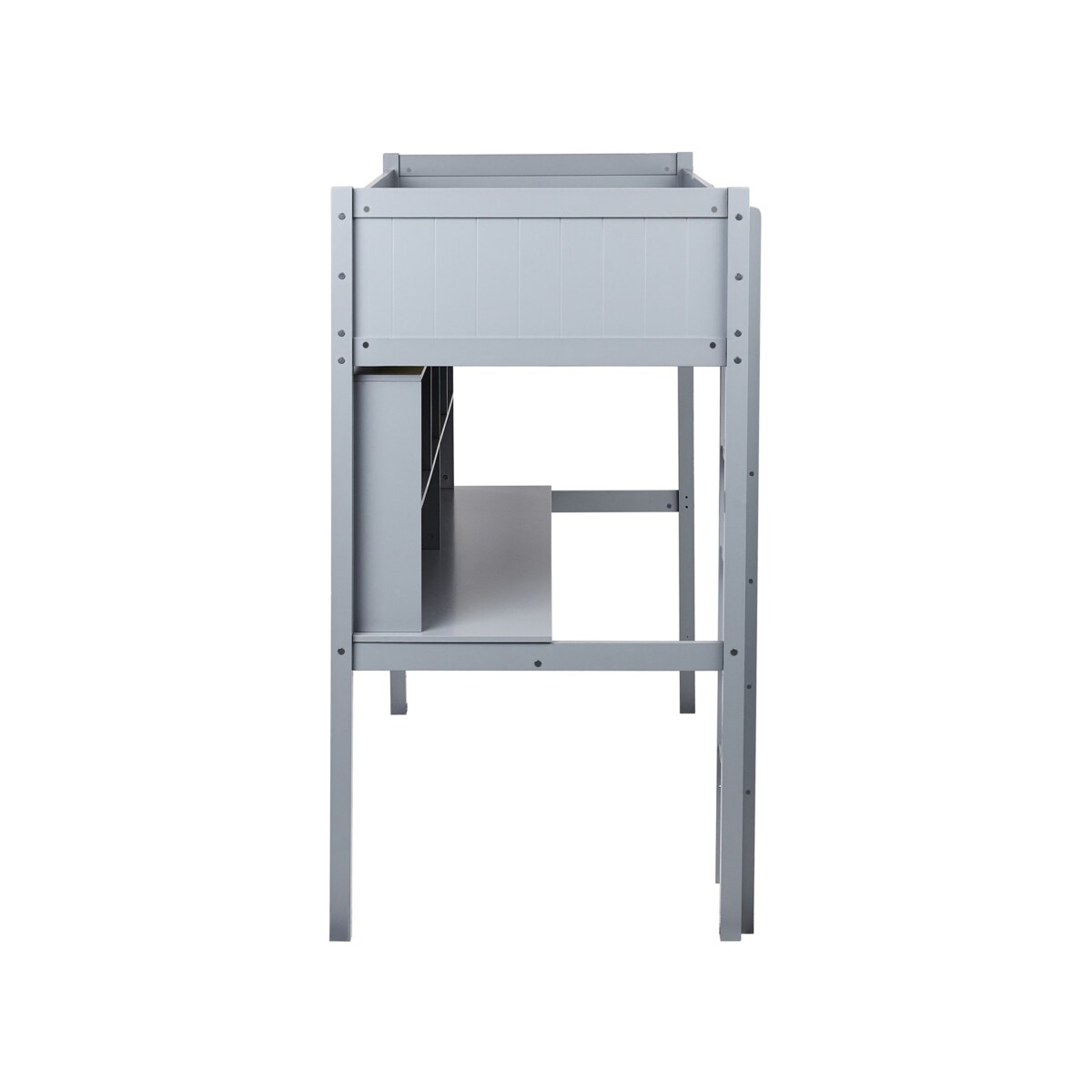 Łóżko na antresoli z biurkiem Drewno sosnowe FOUCAMONT 90 x 200 cm Szary