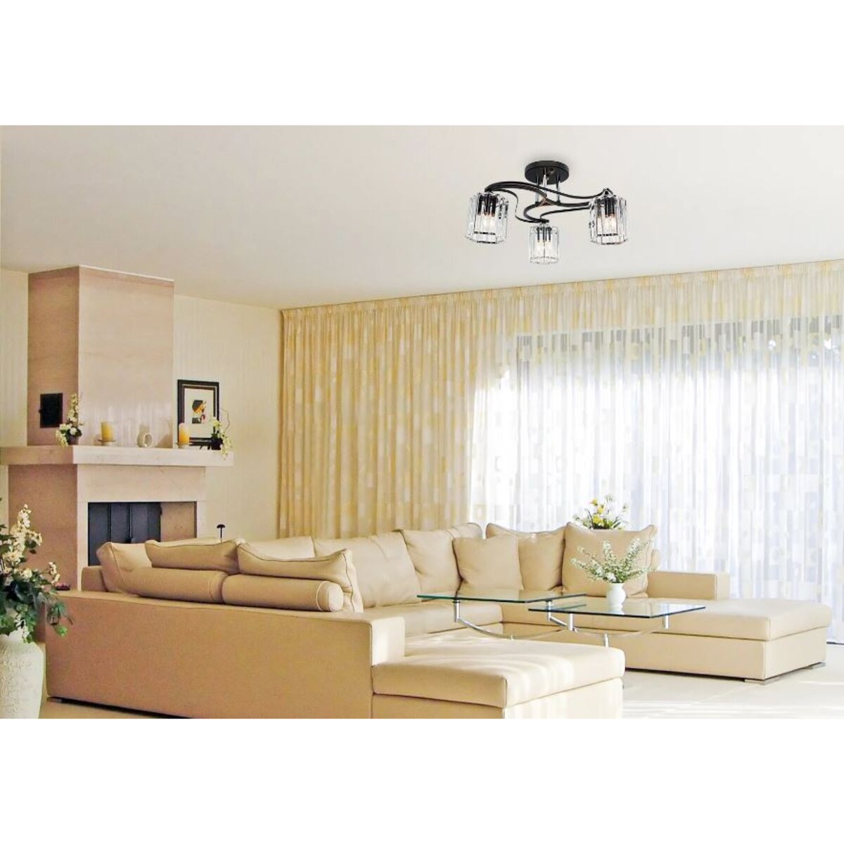 Sufitowa lampa salonowa 2038/3 nad stół szklana czarna