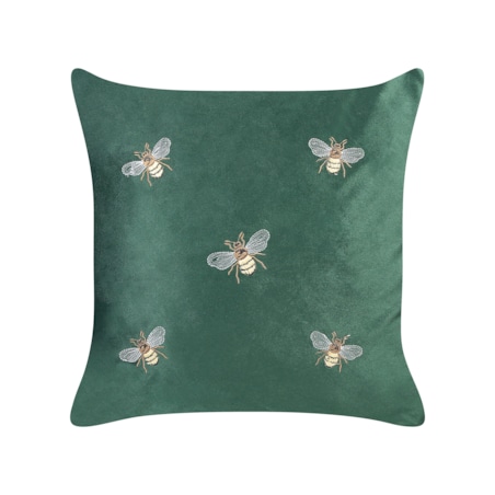 2 welurowe poduszki dekoracyjne motyw pszczół 45 x 45 cm zielone TALINUM