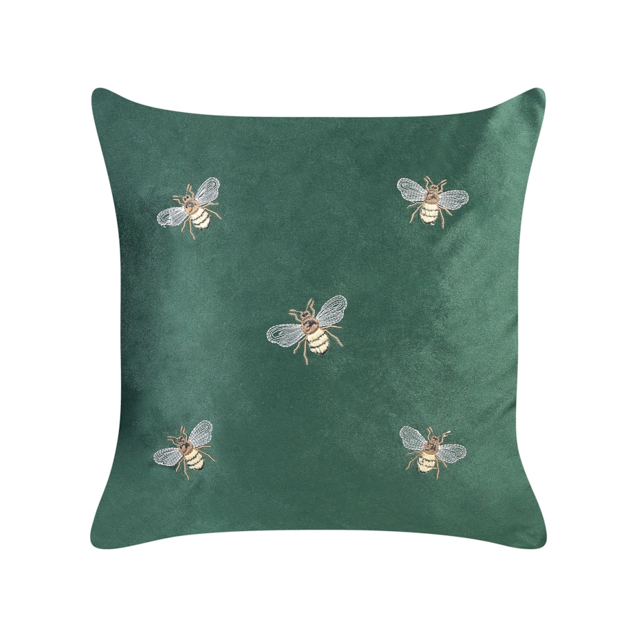 2 welurowe poduszki dekoracyjne motyw pszczół 45 x 45 cm zielone TALINUM