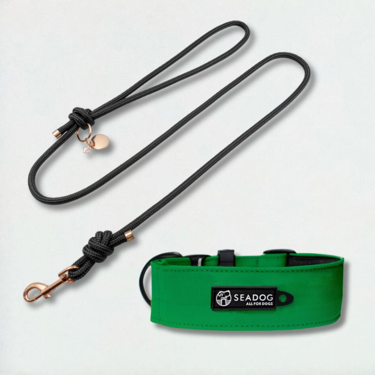 Zestaw: smycz sznurowa i szeroka obroża, rozmiar M