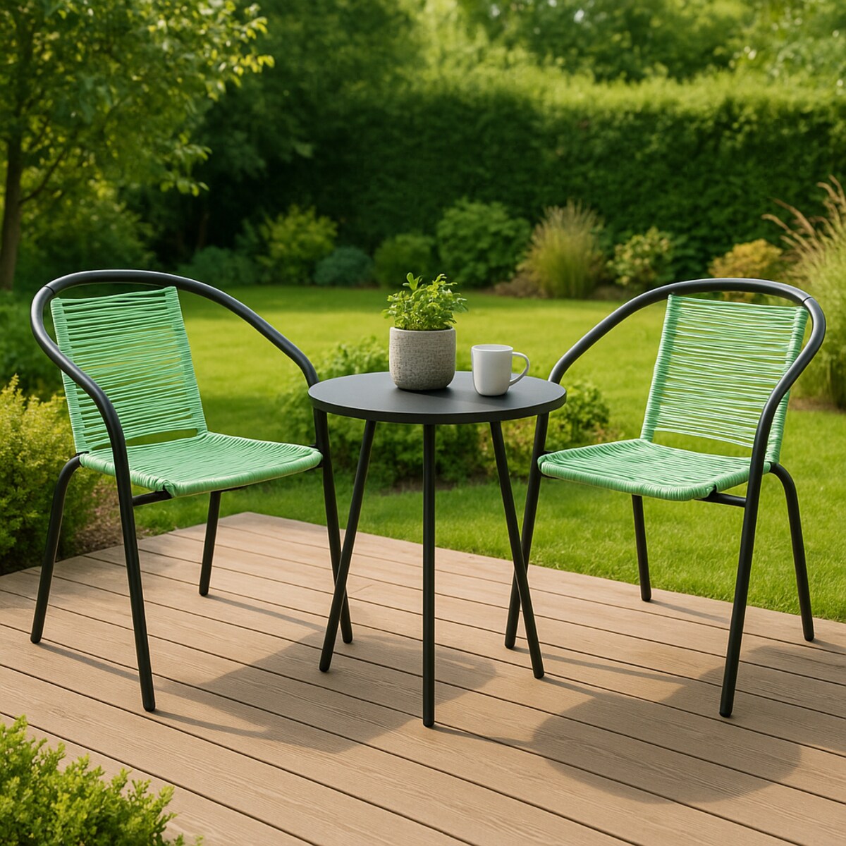 Krzesło ogrodowe plecione BISTRO zielone