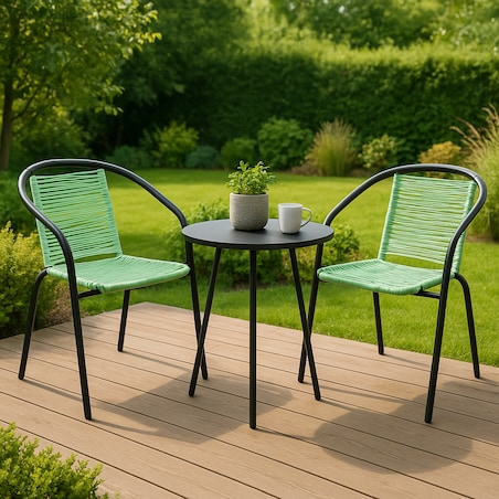 Krzesło ogrodowe plecione BISTRO zielone
