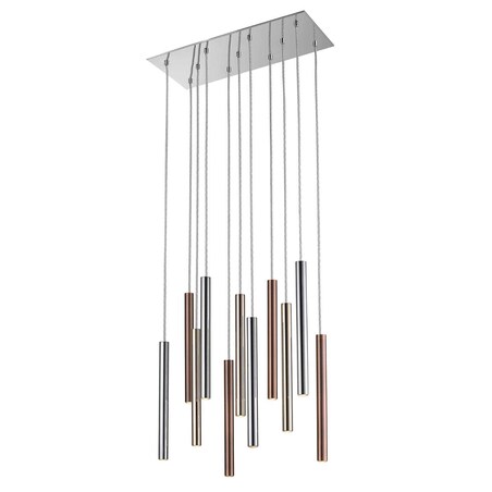 LAMPA wisząca LOYA P0461-11A-B5SC Zumaline metalowa OPRAWA zwis LED 55W 3000K sople tuby chrom miedź złote
