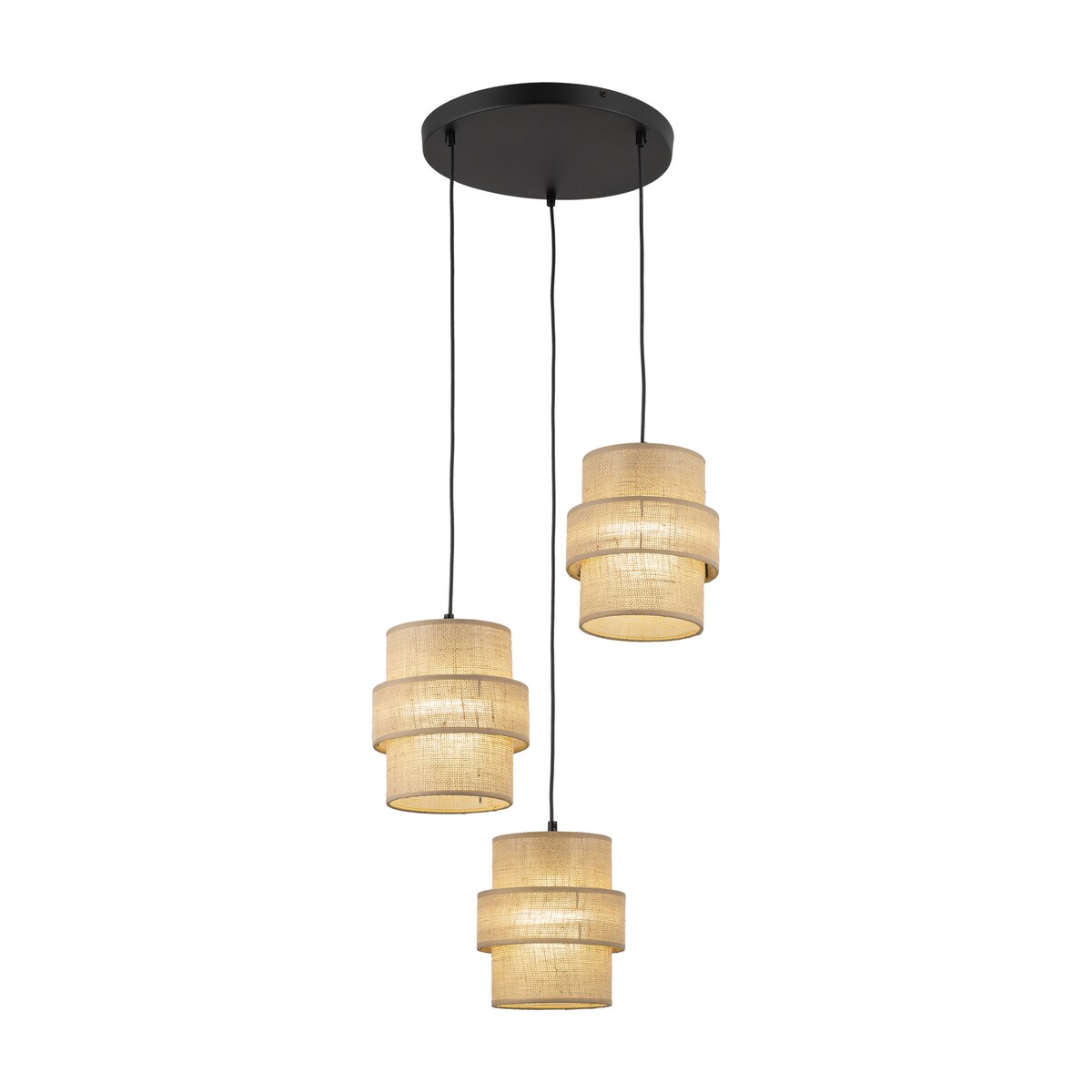 Lampa wisząca TK Lighting CALISTO JUTA 6098 3xE27 czarna z jutą regulowana 45 cm