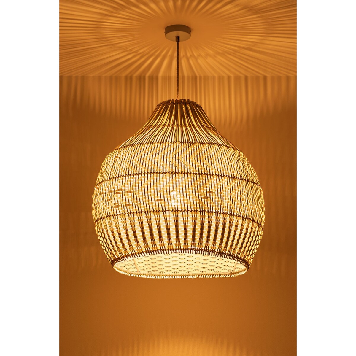 Lampa wisząca z plecionego rattanu Llaury Ø70 cm