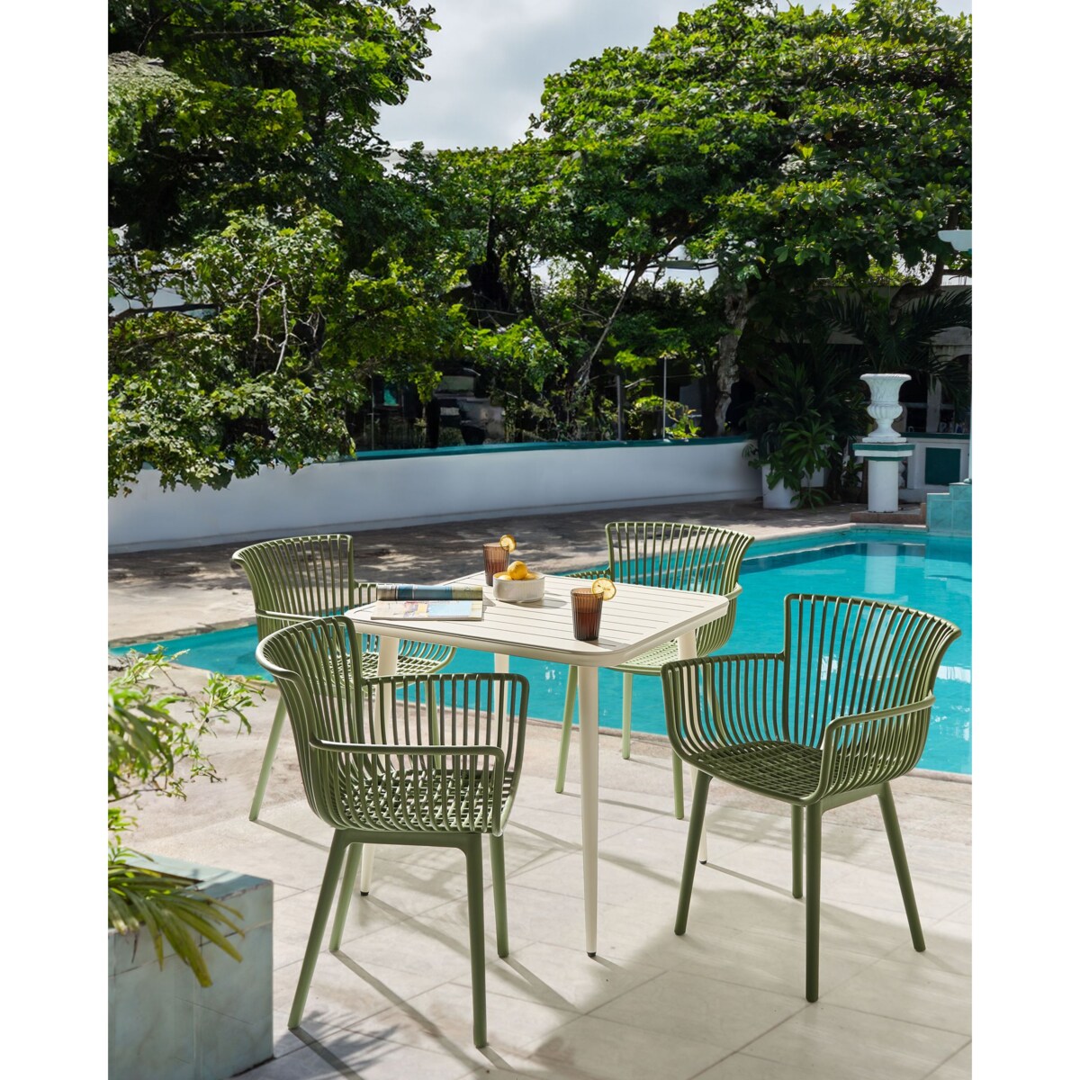 Zestaw 4 krzeseł ogrodowych PESARO Zielony