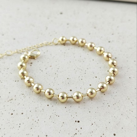 Bransoletka na rękę stal chirurgiczna pozłacana 14k złotem, kuleczki 6mm BST1762