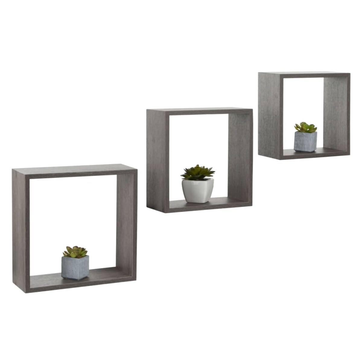 Practo Home Półki ścienne, 3 szt., drewniane, antracytowe