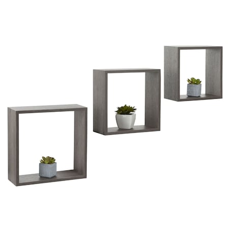 Practo Home Półki ścienne, 3 szt., drewniane, antracytowe