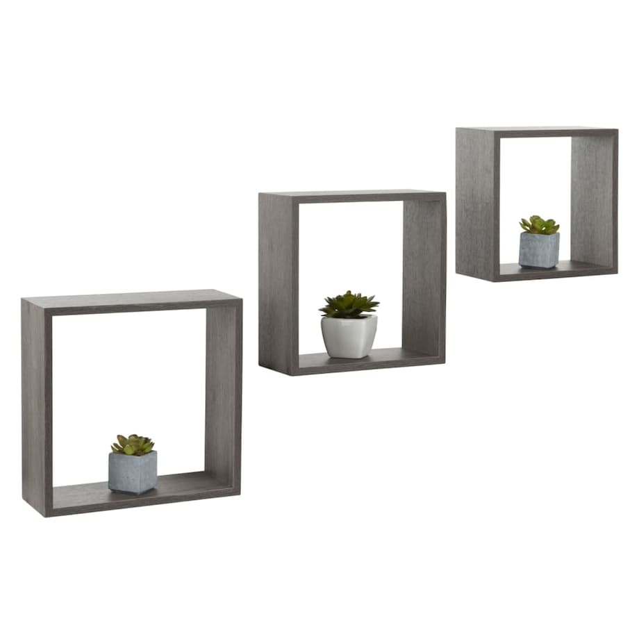 Practo Home Półki ścienne, 3 szt., drewniane, antracytowe
