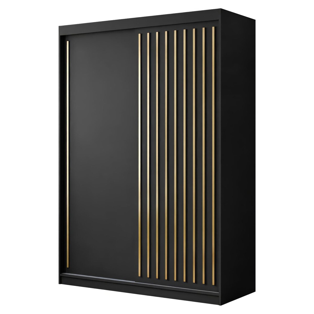 Szafa przesuwna AURIS 150 cm ze złotymi listwami, czarna