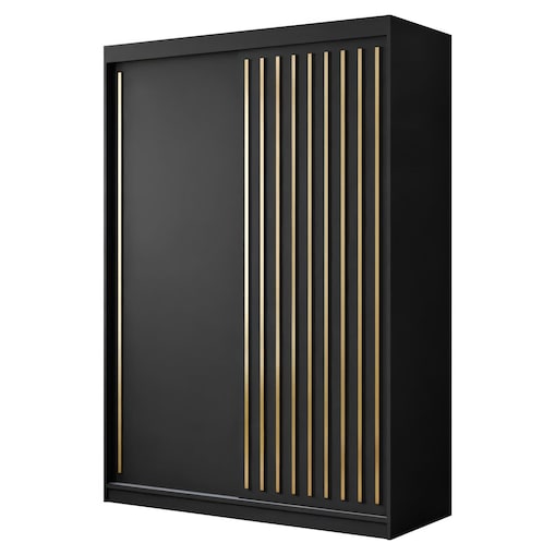 Szafa przesuwna AURIS 150 cm ze złotymi listwami, czarna