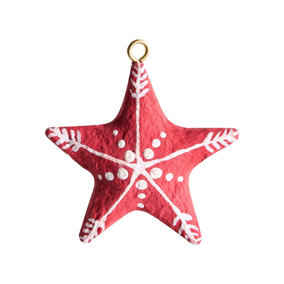 Zestaw 12 ozdób choinkowych GIDEALVEN Papier-mâché Czerwony/ biały