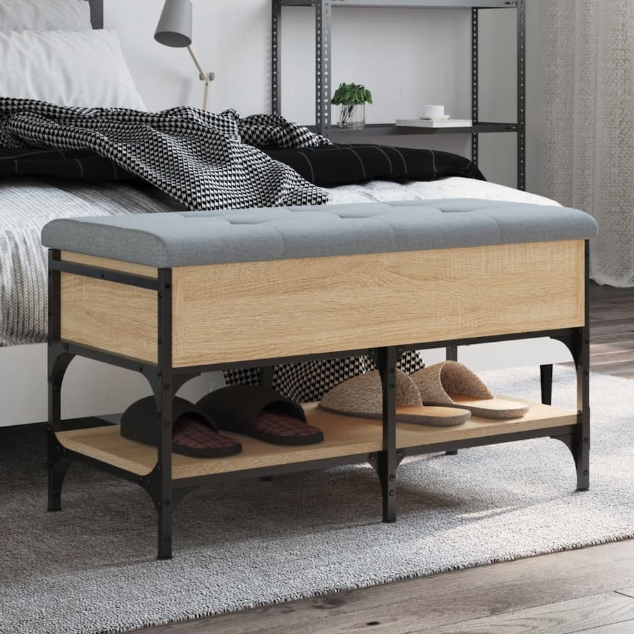 vidaXL Ławka na buty, dąb sonoma, 82x42x45 cm, materiał drewnopochodny