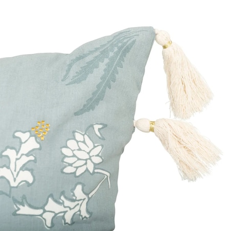 Poduszka dekoracyjna, haftowana seledynowo-zielona 58x38cm Wild