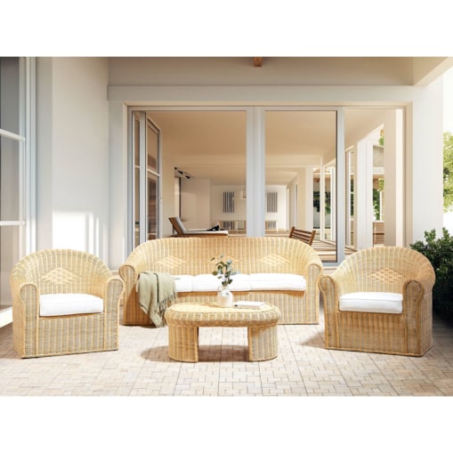 Zestaw ogrodowy ze stolikiem dla 5 osób LIVADEIA Rattan Naturalny