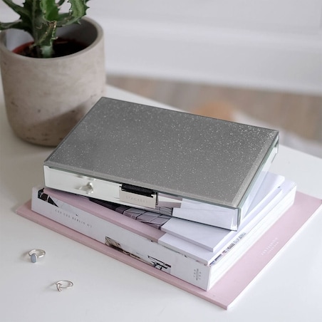 Szkatułka na biżuterię Stackers Glitter classic grafitowa z pokrywką