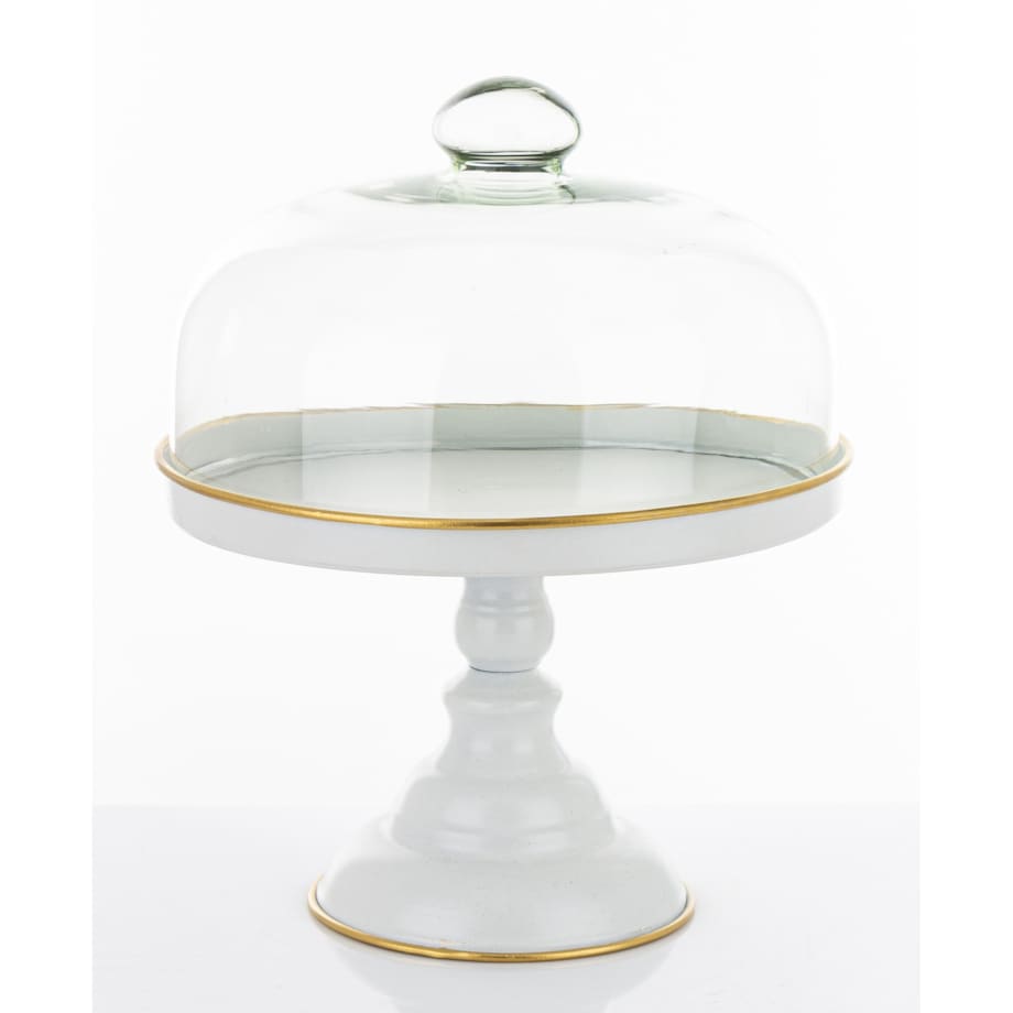 Patera metalowa na nóżce ze szklaną pokrywą 31x25,5x25,5 cm