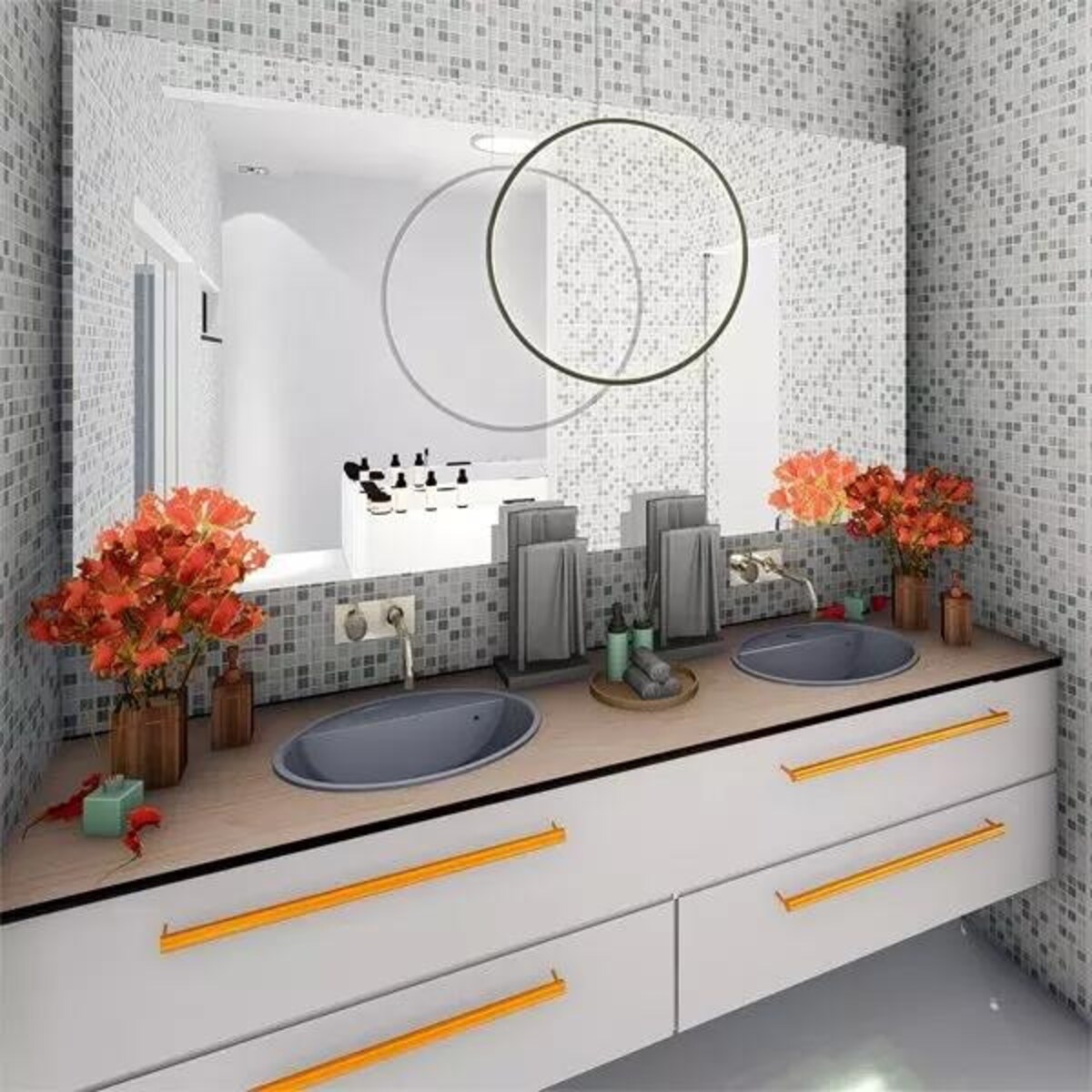 Lampa wisząca Ledowe Okręgi No.1 X 80cm 3k 43W czarny