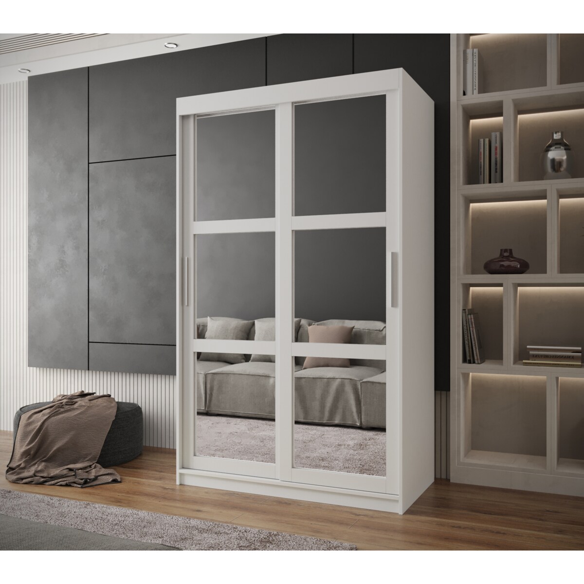 Szafa przesuwna Garderoba MIROR 120 biały