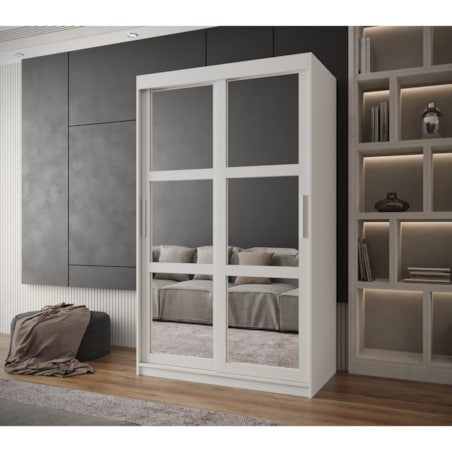 Szafa przesuwna Garderoba MIROR 120 biały