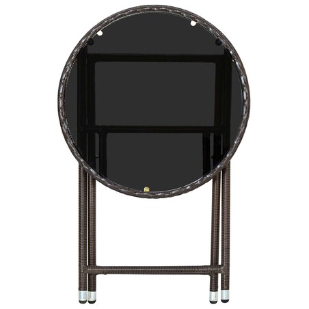 vidaXL Stolik herbaciany, brązowy, 60 cm, rattan PE i szkło hartowane
