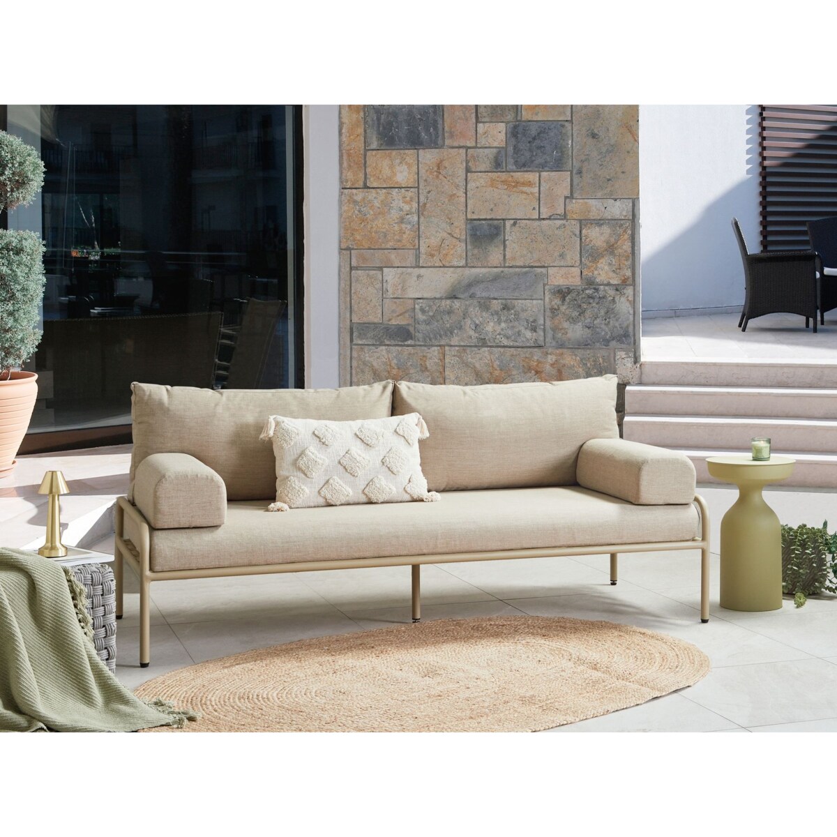 Ławka ogrodowa z poduchą Beżowy SOLOFRA