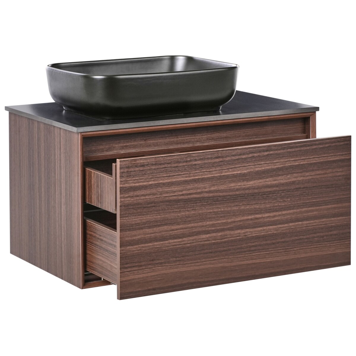Szafka łazienkowa wisząca z umywalką ARICA 80 cm Ciemnobrązowy