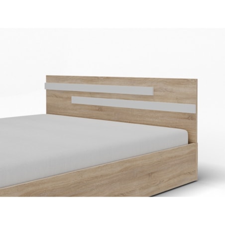 Łóżko z płyty laminowanej ALDO BETA 120x200 z pojemnikiem - dąb sonoma